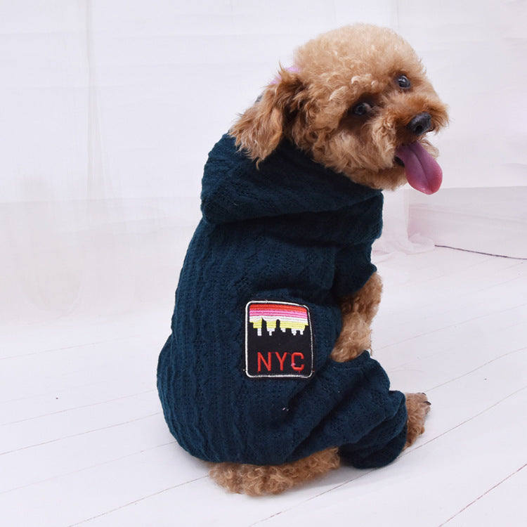 KFX-4340285 Casual Four-Legged Pet Sweater with Velvet Lining - Warm Wool Material