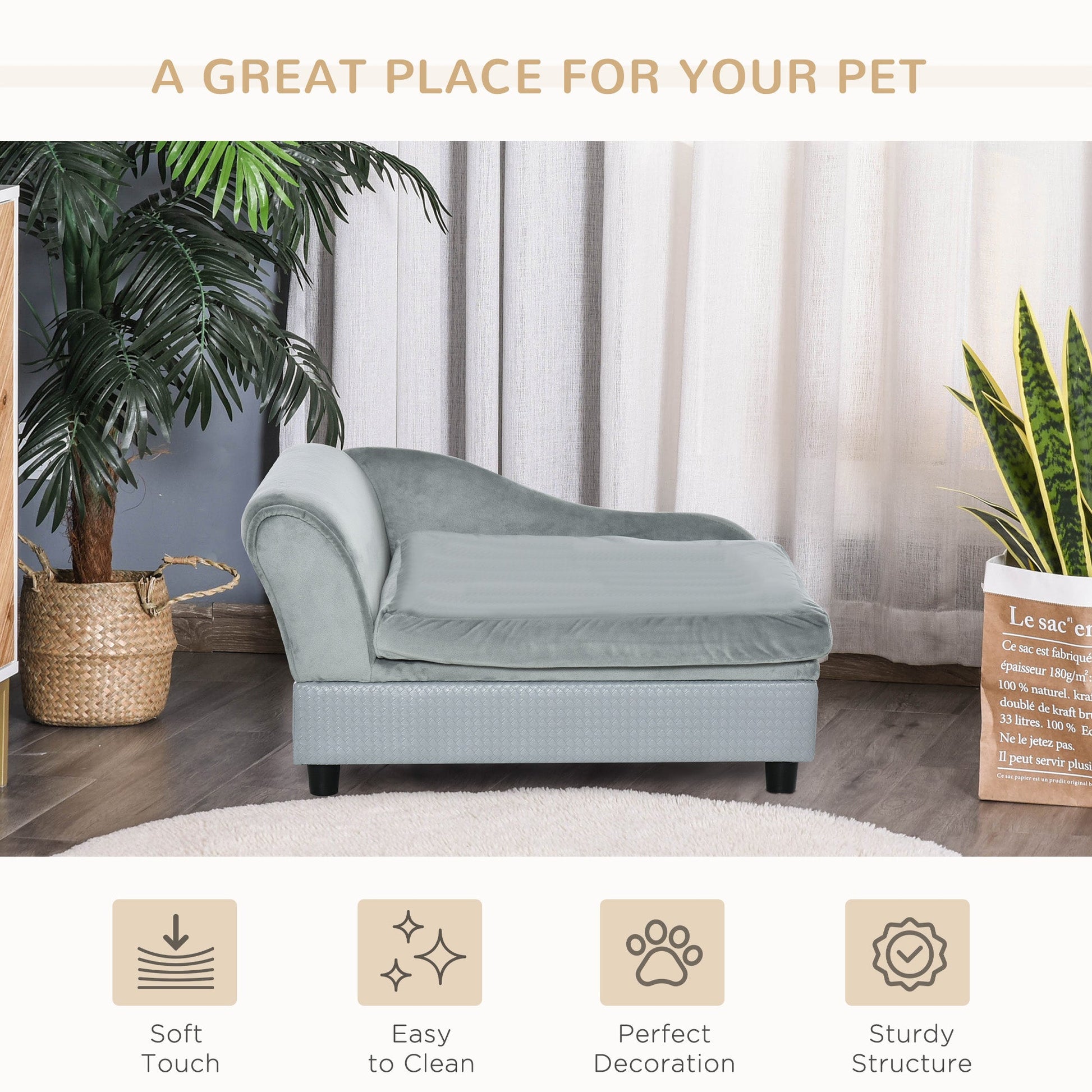 KFX-4340541 Luxury Dog Sofa with Hidden Storage for Small Pets