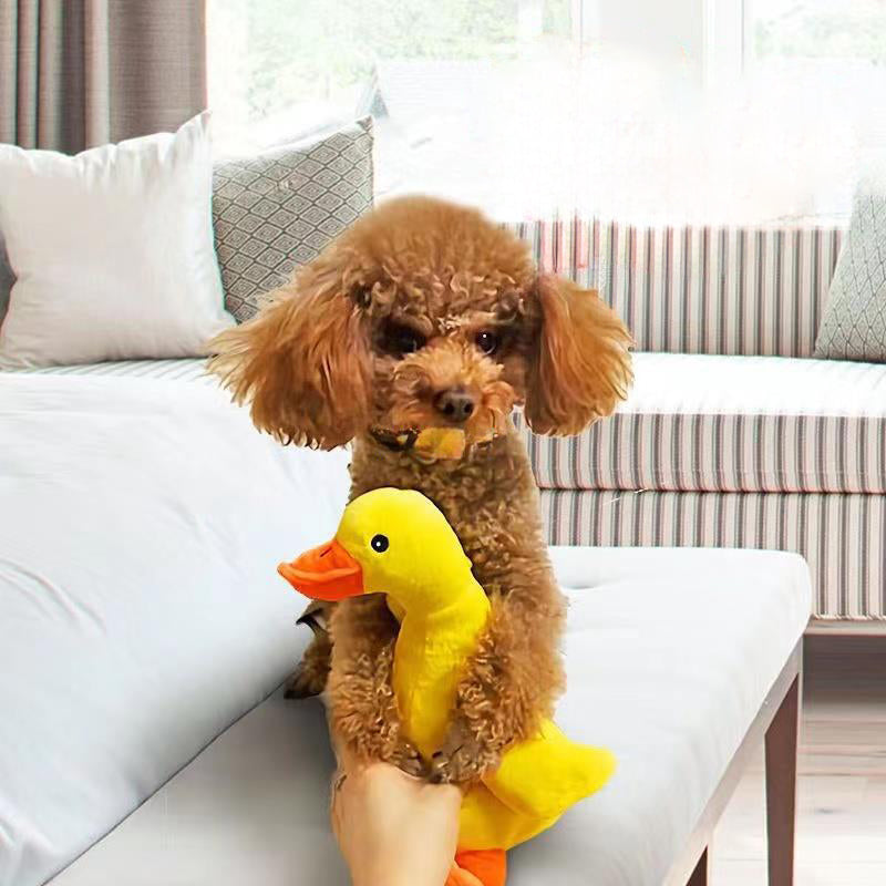 KFX-4341565 Plush Duck Dog Toy with Sound, Designed for Boredom Relief and Biting Resistance, 32 x 16 cm