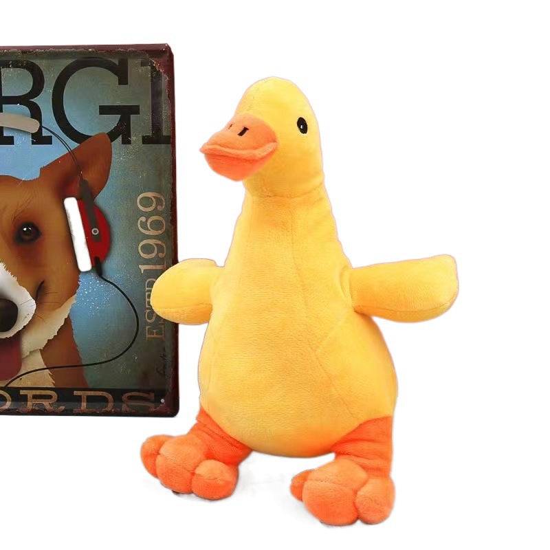KFX-4341565 Plush Duck Dog Toy with Sound, Designed for Boredom Relief and Biting Resistance, 32 x 16 cm