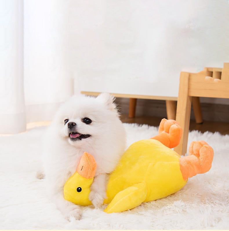 KFX-4341565 Plush Duck Dog Toy with Sound, Designed for Boredom Relief and Biting Resistance, 32 x 16 cm
