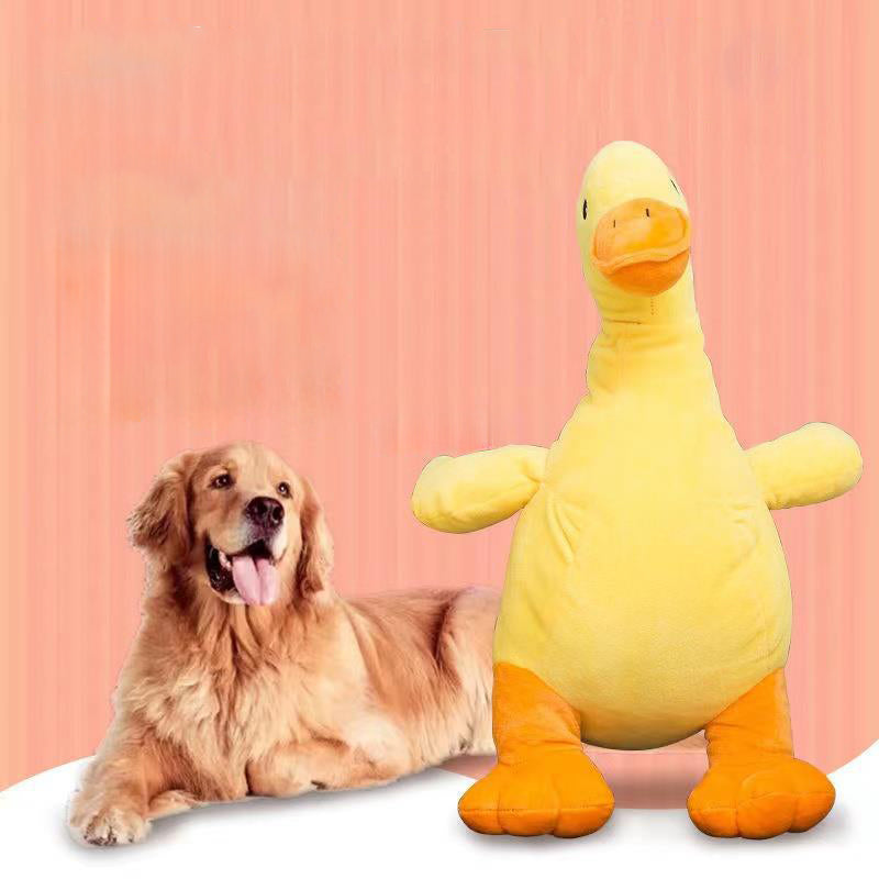 KFX-4341565 Plush Duck Dog Toy with Sound, Designed for Boredom Relief and Biting Resistance, 32 x 16 cm