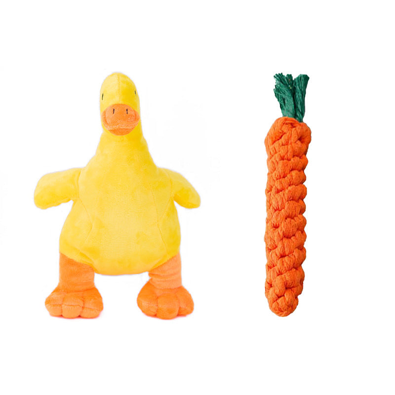 KFX-4341565 Plush Duck Dog Toy with Sound, Designed for Boredom Relief and Biting Resistance, 32 x 16 cm