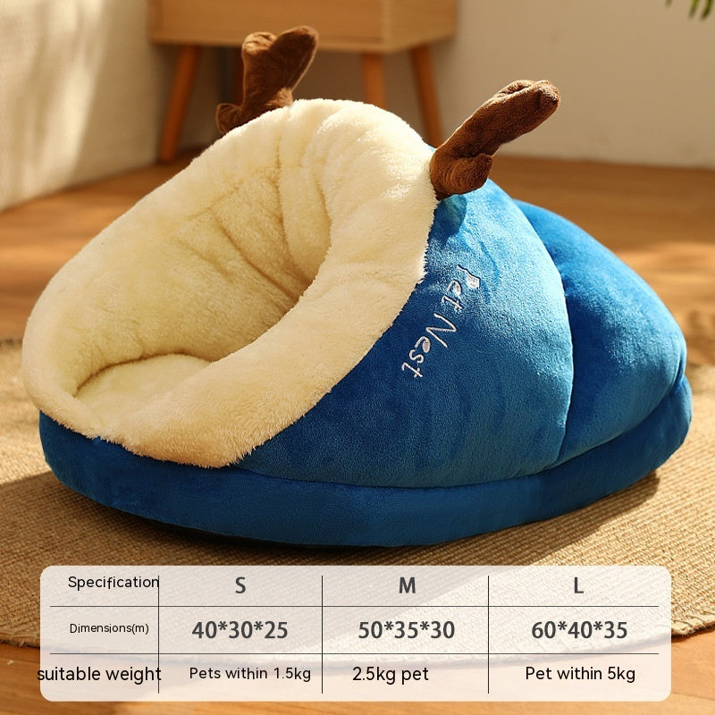 KFX-4341949 Cozy Crystal Velvet Pet Bed in Avocado Green, Blue Elk, and Gray Brown Bear