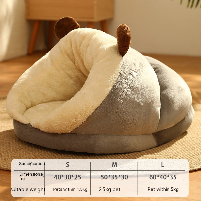 KFX-4341949 Cozy Crystal Velvet Pet Bed in Avocado Green, Blue Elk, and Gray Brown Bear
