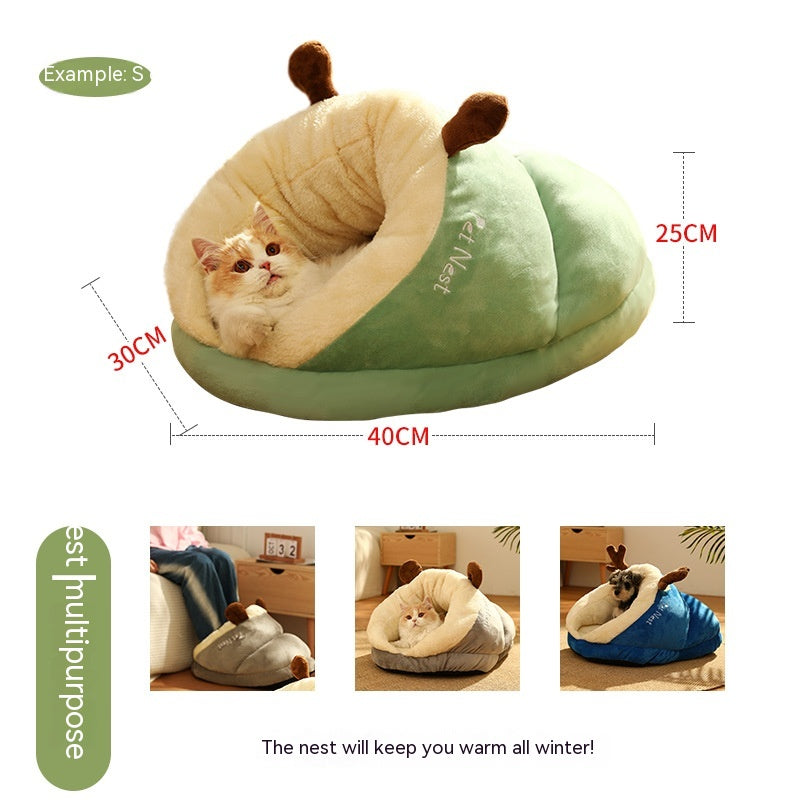 KFX-4341949 Cozy Crystal Velvet Pet Bed in Avocado Green, Blue Elk, and Gray Brown Bear
