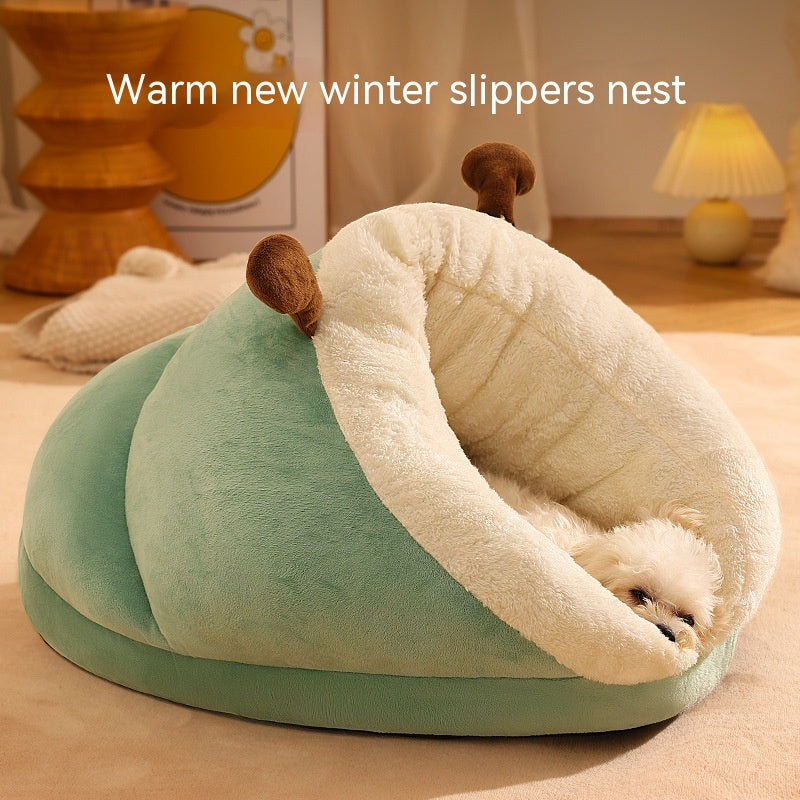 KFX-4341949 Cozy Crystal Velvet Pet Bed in Avocado Green, Blue Elk, and Gray Brown Bear