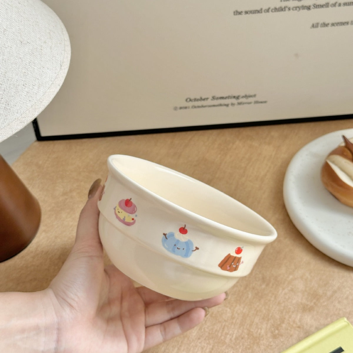 KFX-4342077 Cute Cartoon Cherry Sausage Dog Ceramic Bowl - Fun & Adorable Tableware for Kids