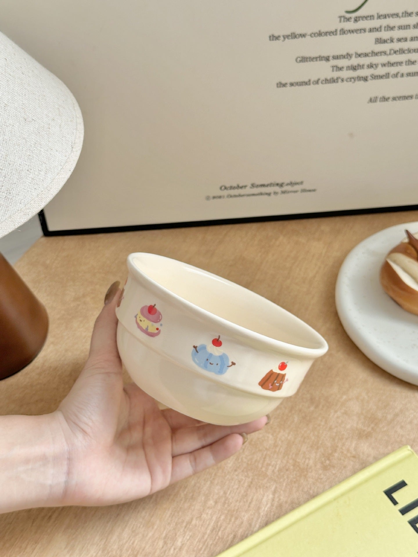 KFX-4342077 Cute Cartoon Cherry Sausage Dog Ceramic Bowl - Fun & Adorable Tableware for Kids