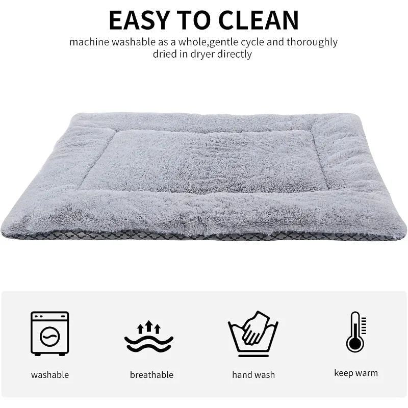 KFX-4343741 Plush Washable Dog Bed Mat Cushion for Small, Medium, Large Pets - Dual Purpose Design