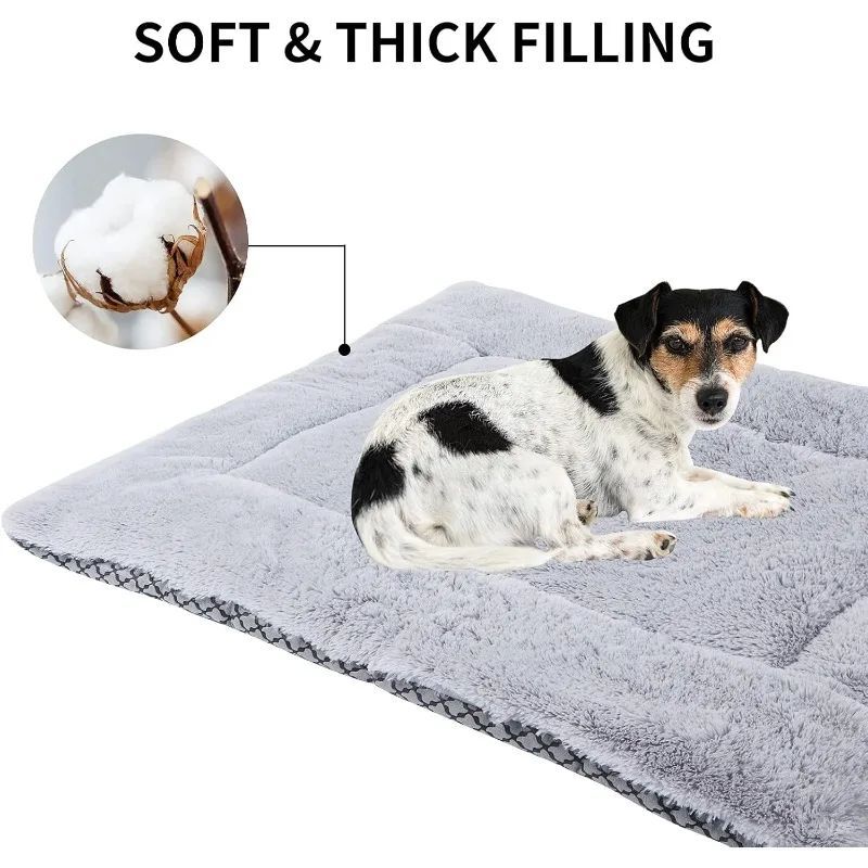 KFX-4343741 Plush Washable Dog Bed Mat Cushion for Small, Medium, Large Pets - Dual Purpose Design