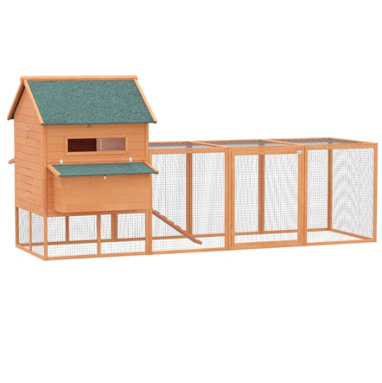 KFX-4345533 Elevated Chicken Coop with Nesting Boxes, Run Area, and Easy Clean Features