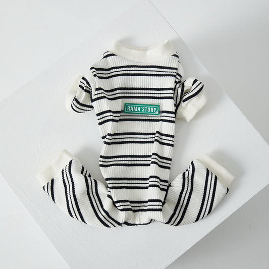 KFX-4346429 Thin Striped Casual Pet Clothing for Spring and Summer - Four-Legged Homewear