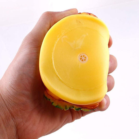 KFX-4349117 Durable Hamburger Squeaky Toy for Dogs - Bite-Resistant Chewing Toy for Training and Anxiety Relief