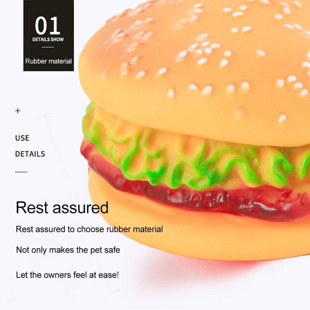 KFX-4349117 Durable Hamburger Squeaky Toy for Dogs - Bite-Resistant Chewing Toy for Training and Anxiety Relief