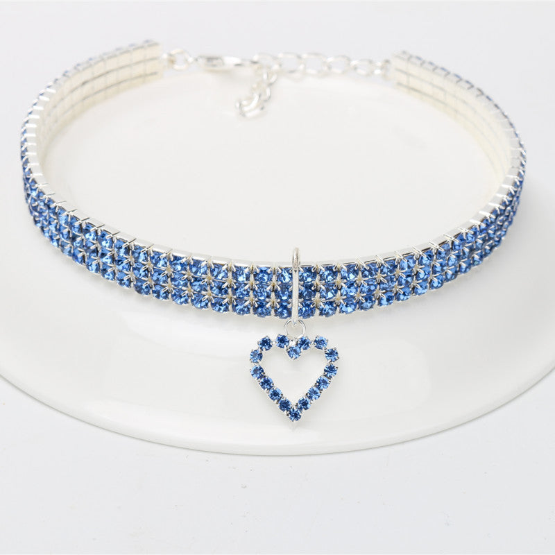 KFX-4349629 Rhinestone Dog Necklace in Copper with Silver Plating - Available in S/M/L Sizes