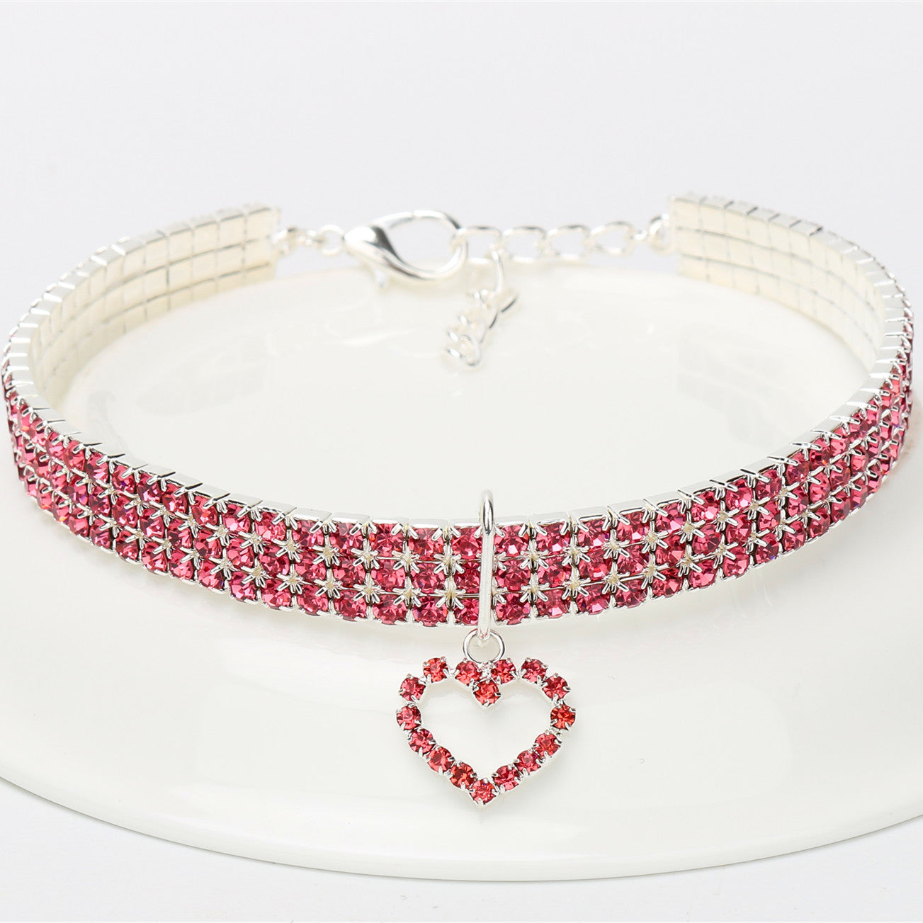 KFX-4349629 Rhinestone Dog Necklace in Copper with Silver Plating - Available in S/M/L Sizes