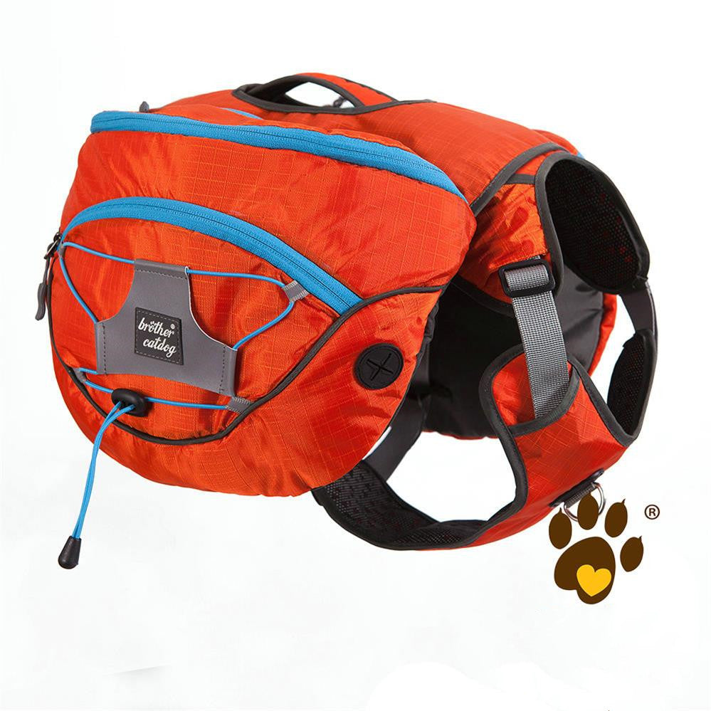 KFX-4349885 Pet Self Backpack for Medium and Large Dogs - Water-Repellent Fabric with Detachable Chest Harness in Purple, Orange, Blue