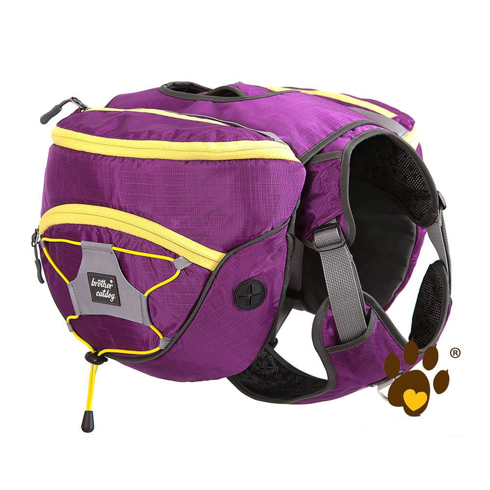 KFX-4349885 Pet Self Backpack for Medium and Large Dogs - Water-Repellent Fabric with Detachable Chest Harness in Purple, Orange, Blue