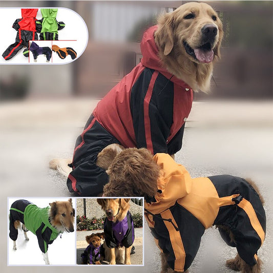 KFX-4351805 Waterproof Nylon Raincoat for Large Dogs - Sizes L-XS to L-XL