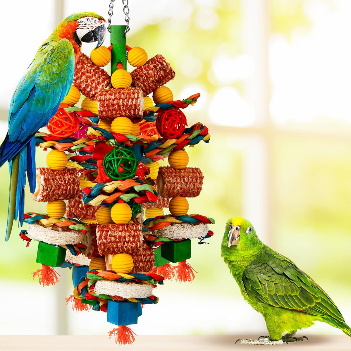 KFX-4354877 Natural Wooden Corncob Toy for Birds - Bite-Safe Cage Accessory
