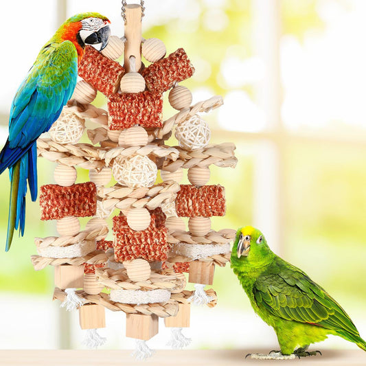 KFX-4354877 Natural Wooden Corncob Toy for Birds - Bite-Safe Cage Accessory