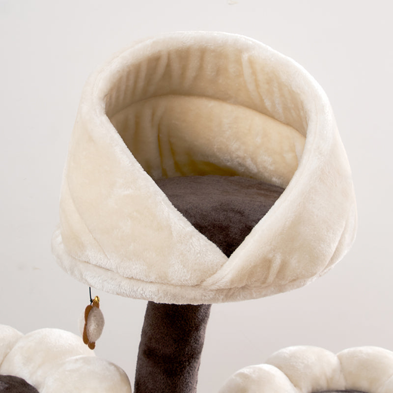 KFX-4355005 Flower-Shaped Integrated Climbing Frame for Cats with Grasping Board and Plush Base