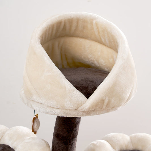 KFX-4355005 Flower-Shaped Integrated Climbing Frame for Cats with Grasping Board and Plush Base