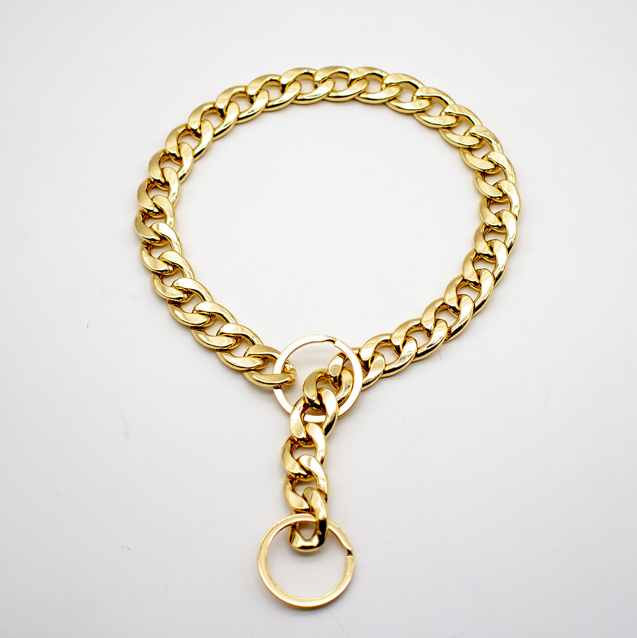 KFX-4355389 Geometric Gold Metal Dog Chain Collar - Various Lengths for Neck Sizes