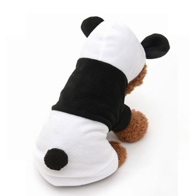 KFX-4355773 Black and White Panda Fleece Dog Dress for Autumn and Winter