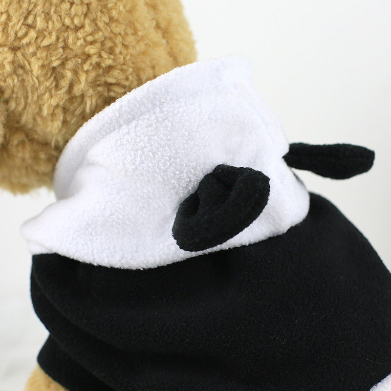 KFX-4355773 Black and White Panda Fleece Dog Dress for Autumn and Winter