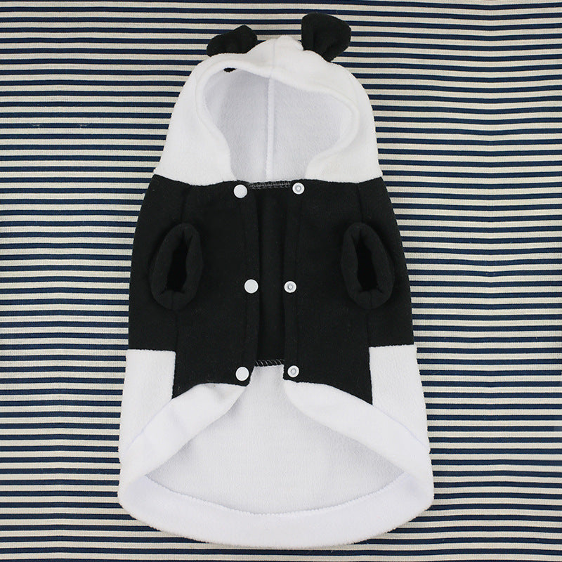 KFX-4355773 Black and White Panda Fleece Dog Dress for Autumn and Winter