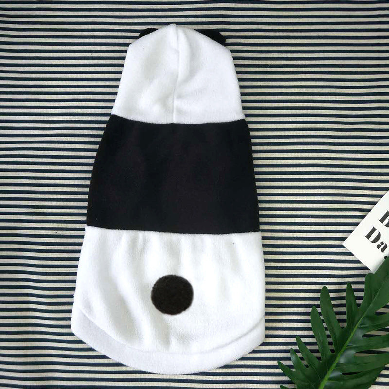 KFX-4355773 Black and White Panda Fleece Dog Dress for Autumn and Winter