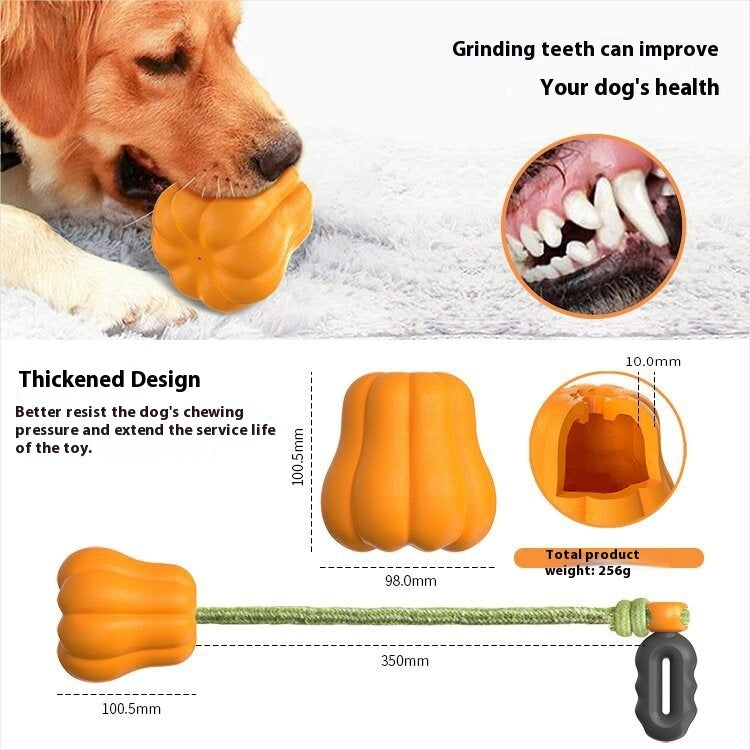 KFX-4356029 Pumpkin Shaped Outdoor Dog Toy with Rope for Long Throws