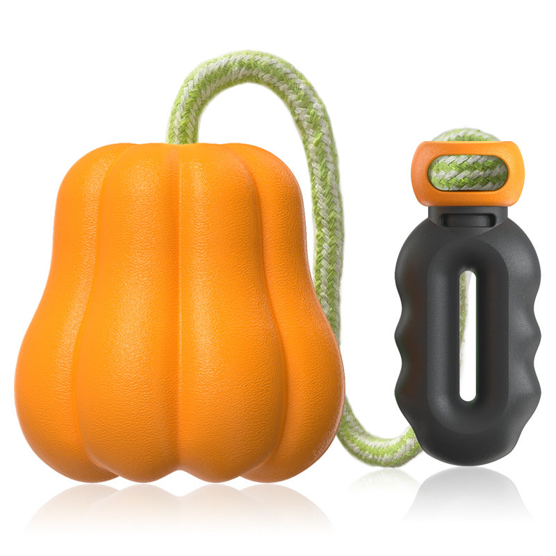 KFX-4356029 Pumpkin Shaped Outdoor Dog Toy with Rope for Long Throws