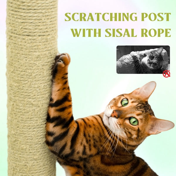 KFX-4356669 71 Inch Cat Tree with Large Condo, Removable Flower Cushions, and Hammock - Yellow