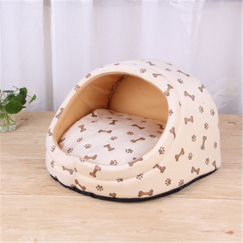 KFX-4357437 Cozy Artificial Plush Small Pet Nest with Non-Slip Bottom for Winter Comfort