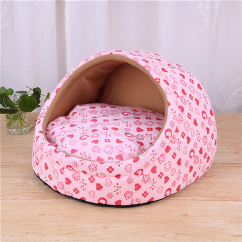 KFX-4357437 Cozy Artificial Plush Small Pet Nest with Non-Slip Bottom for Winter Comfort