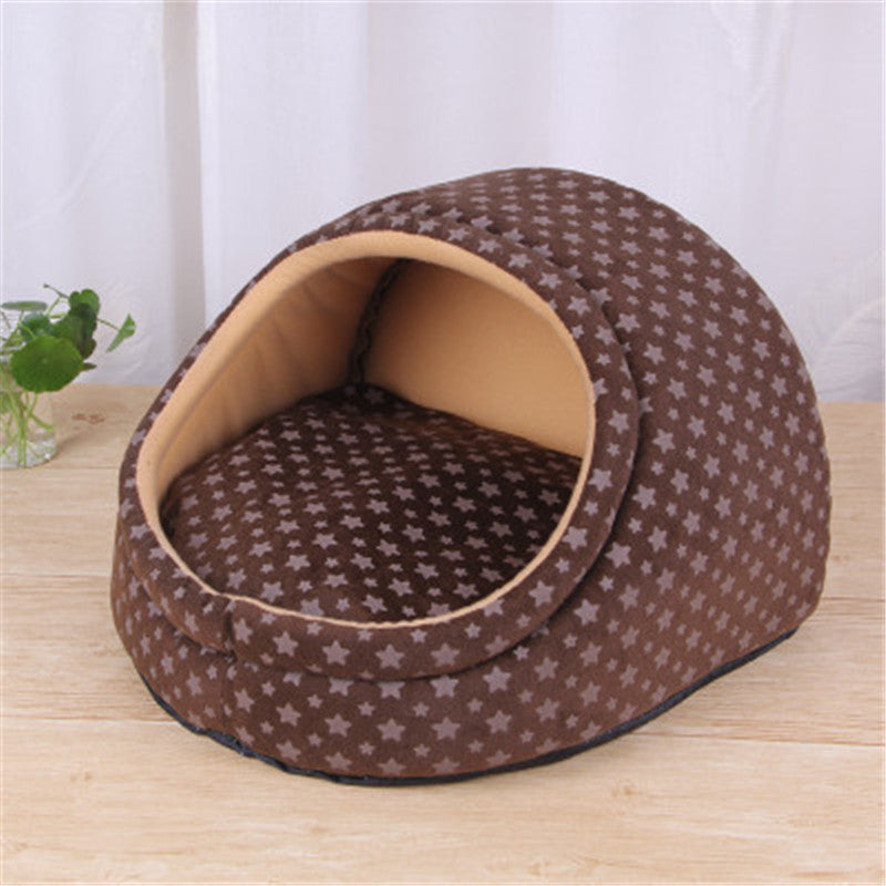KFX-4357437 Cozy Artificial Plush Small Pet Nest with Non-Slip Bottom for Winter Comfort