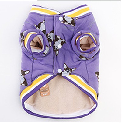 KFX-4357565 Winter Dog Clothes in Cotton - Purple & Dark Blue, Sizes XS to XXL