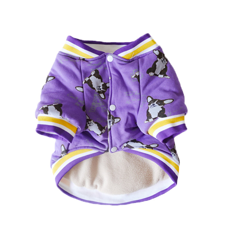 KFX-4357565 Winter Dog Clothes in Cotton - Purple & Dark Blue, Sizes XS to XXL