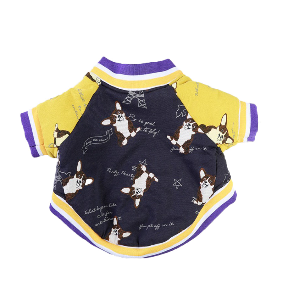 KFX-4357565 Winter Dog Clothes in Cotton - Purple & Dark Blue, Sizes XS to XXL