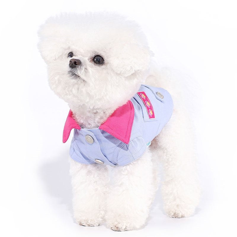 KFX-4358973 Summer Vest for Small Dogs with Traction Rope in Blue and Purple, Available in Multiple Sizes