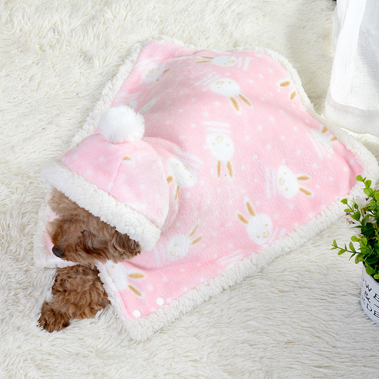 KFX-4359997 Cozy Pet Pajamas Sleeping Bag with Velvet Insulation - Pink and Blue Options Available