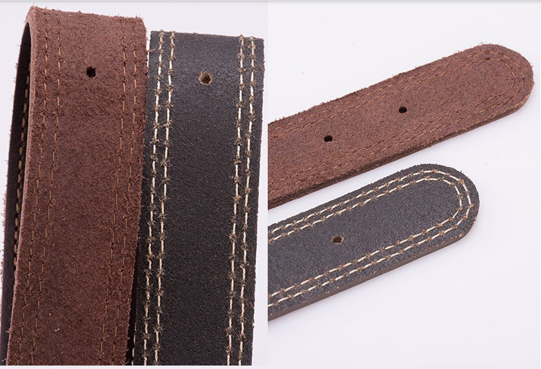 KFX-4361149 Leather Dog Collar for Medium and Large Dogs - Cowhide in Dark Brown, Black, or Wine Red