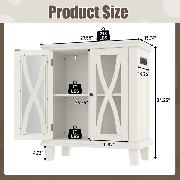 KFX-4362429 20 Gallon Aquarium Stand with Power Outlets, Adjustable Shelves, Beige Finish, Ideal for Reptile Tanks and Storage