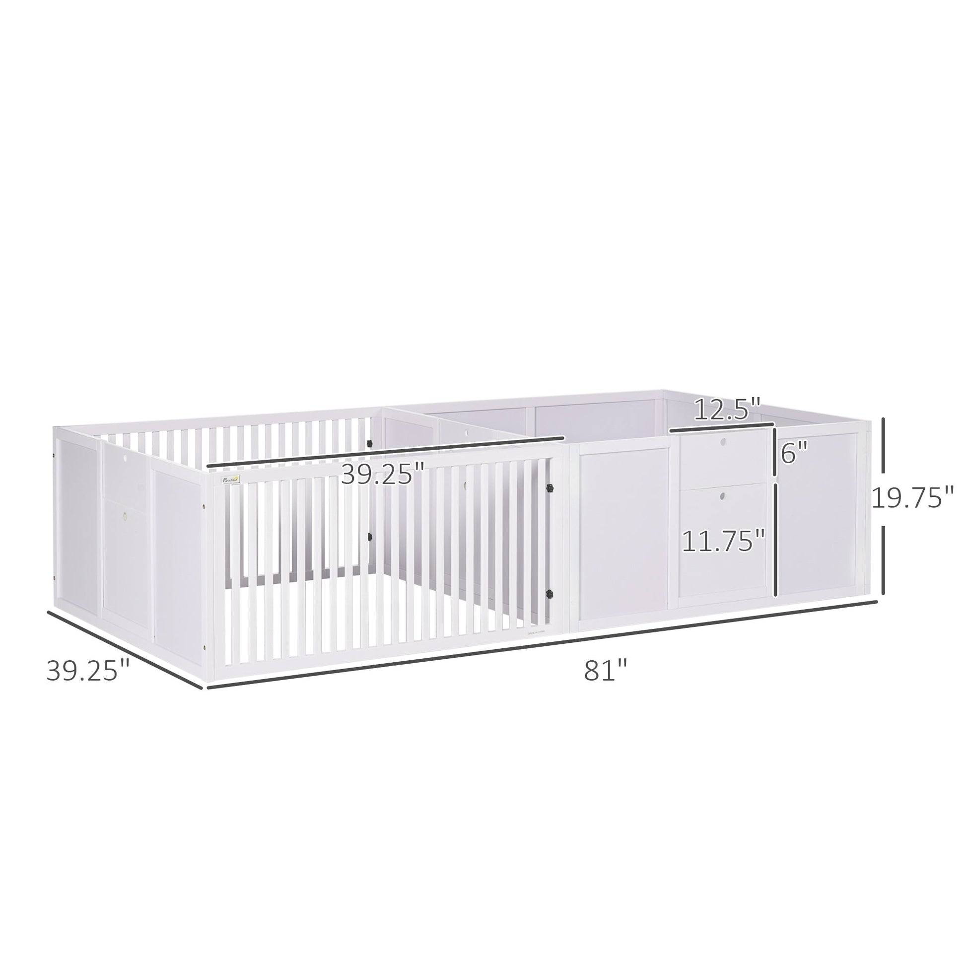 KFX-4364605 Two-Room Whelping Box for Dogs with Adjustable Doors and Non-Slip Base