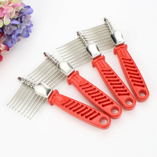 KFX-4364733 Pet Knot Comb with Red Handle for Puppies - Durable Plastic and Stainless Steel Design