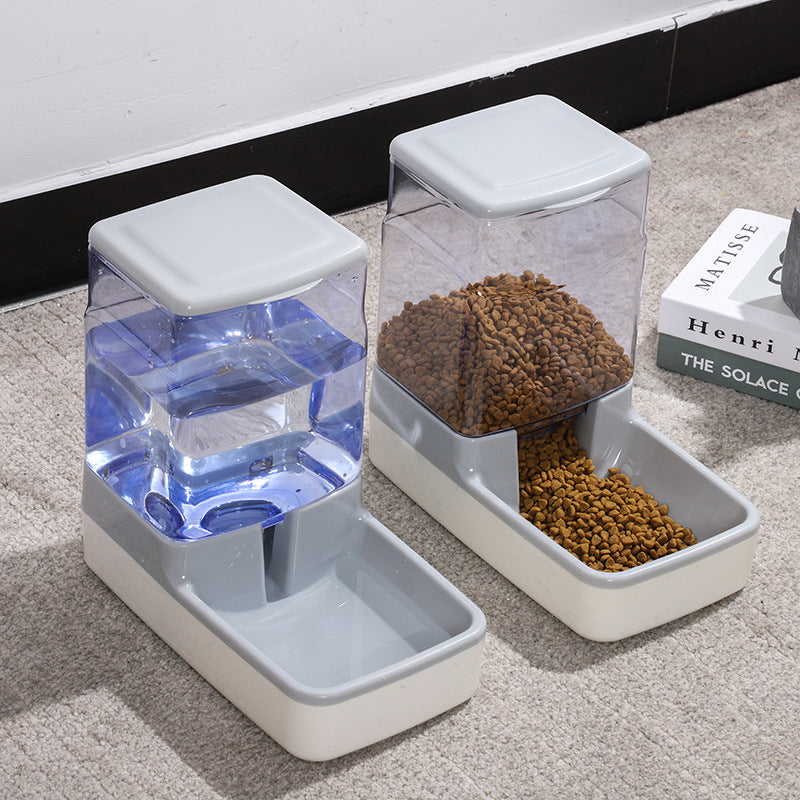 KFX-4364989 Portable Automatic Pet Feeder and Water Dispenser for Cats - Blue, Pink, Gray