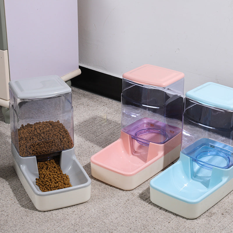 KFX-4364989 Portable Automatic Pet Feeder and Water Dispenser for Cats - Blue, Pink, Gray